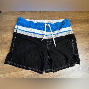 Men's Black and Blue Swim Shorts‎